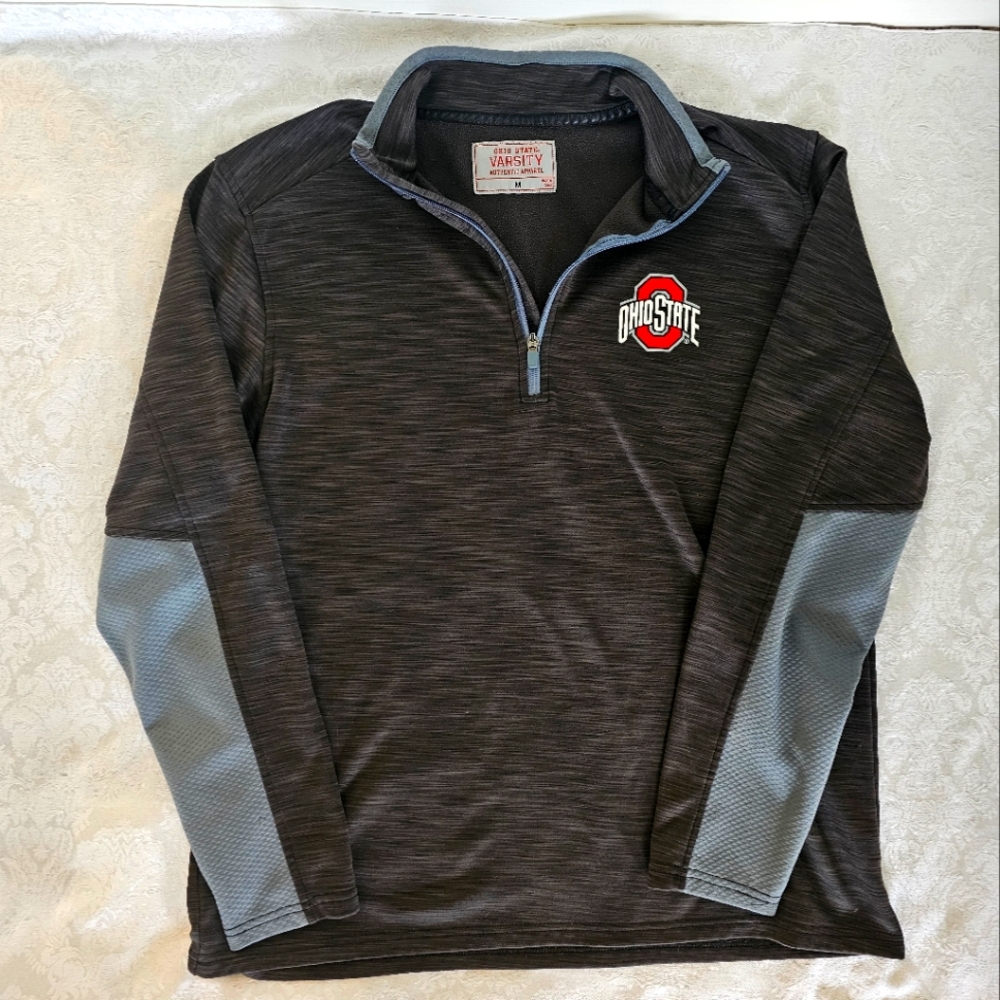 Ohio State Women's Quarter-Zip Pullover Sweatshirt- Black and Gray- EUC!
